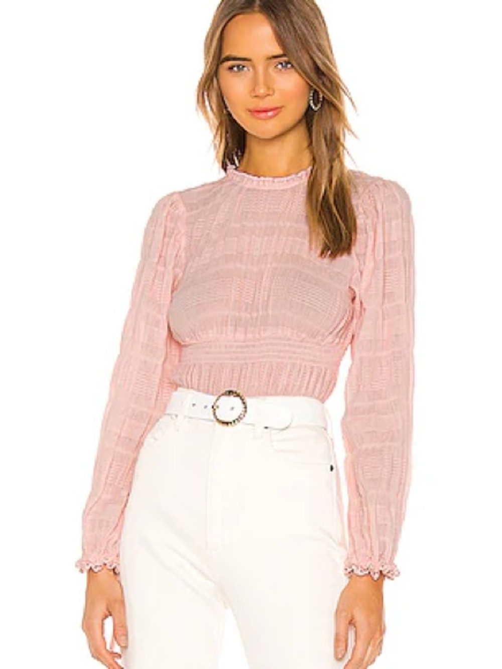 Tularosa Blush Pink Textured Long-Sleeve Knit Top